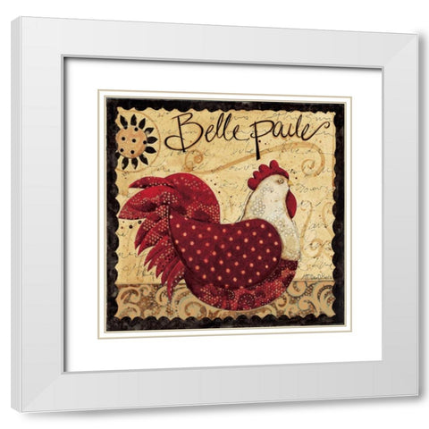 Red Rooster White Modern Wood Framed Art Print with Double Matting by DiPaolo, Dan