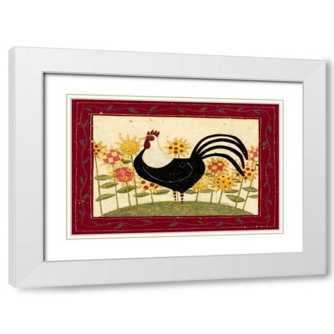 Rooster White Modern Wood Framed Art Print with Double Matting by DiPaolo, Dan