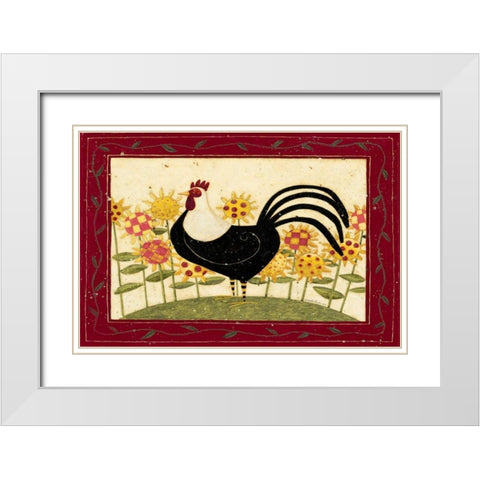 Rooster White Modern Wood Framed Art Print with Double Matting by DiPaolo, Dan