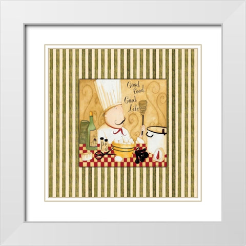 Good Food Stripes White Modern Wood Framed Art Print with Double Matting by DiPaolo, Dan