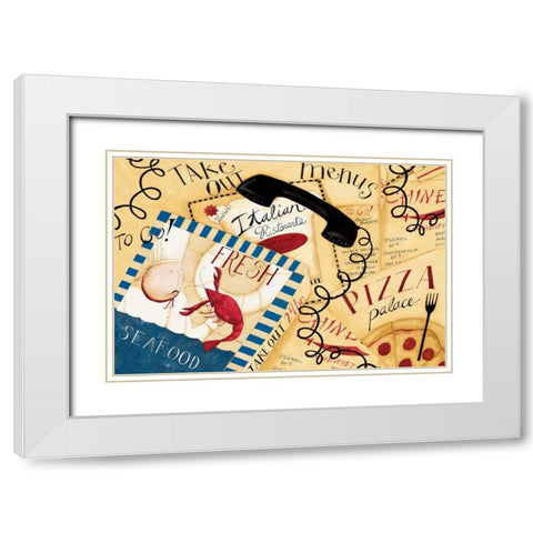 On The Phone White Modern Wood Framed Art Print with Double Matting by DiPaolo, Dan