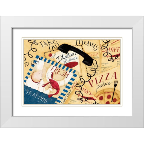 On The Phone White Modern Wood Framed Art Print with Double Matting by DiPaolo, Dan