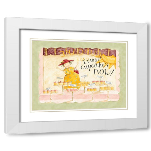 Need Cupcakes Now White Modern Wood Framed Art Print with Double Matting by DiPaolo, Dan