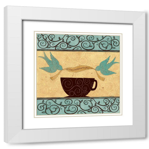 Coffee Break White Modern Wood Framed Art Print with Double Matting by DiPaolo, Dan