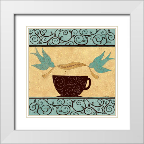 Coffee Break White Modern Wood Framed Art Print with Double Matting by DiPaolo, Dan