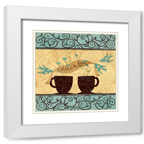 Coffee Love White Modern Wood Framed Art Print with Double Matting by DiPaolo, Dan