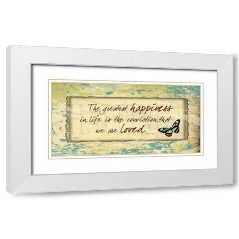 Happiness Butterfly White Modern Wood Framed Art Print with Double Matting by Stimson, Diane