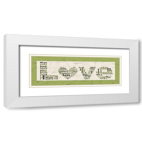 Green Love White Modern Wood Framed Art Print with Double Matting by Stimson, Diane