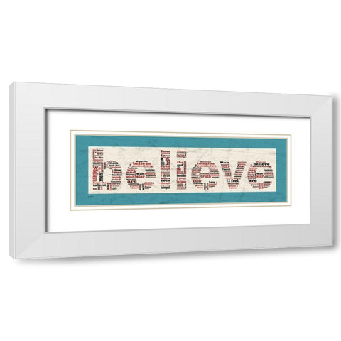 Aqua Believe White Modern Wood Framed Art Print with Double Matting by Stimson, Diane
