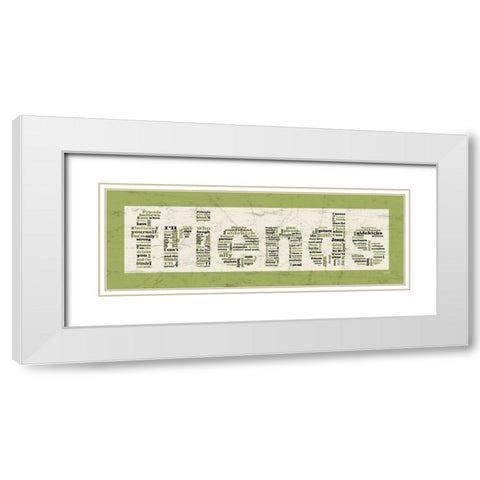 Green Friends White Modern Wood Framed Art Print with Double Matting by Stimson, Diane
