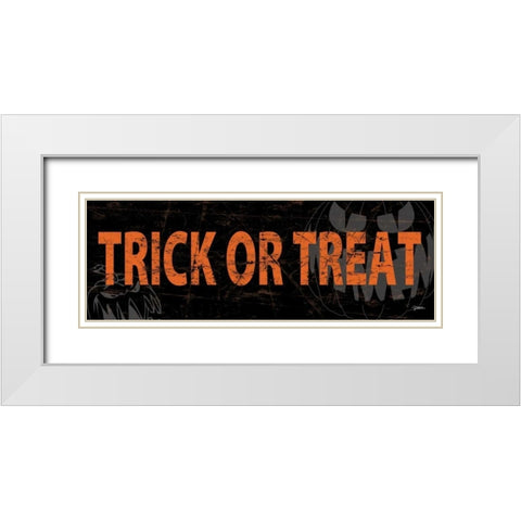 Trick Or Treat Orange White Modern Wood Framed Art Print with Double Matting by Stimson, Diane