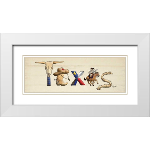 Texas Sign White Modern Wood Framed Art Print with Double Matting by Stimson, Diane