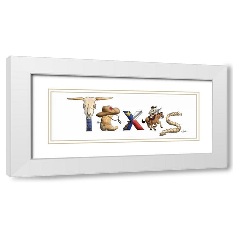 Texas Illustration White Modern Wood Framed Art Print with Double Matting by Stimson, Diane