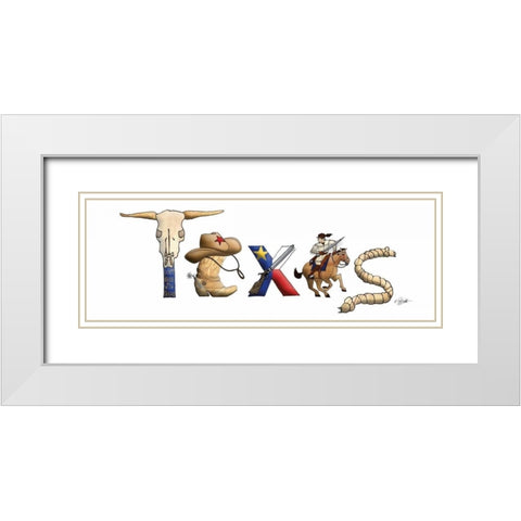 Texas Illustration White Modern Wood Framed Art Print with Double Matting by Stimson, Diane