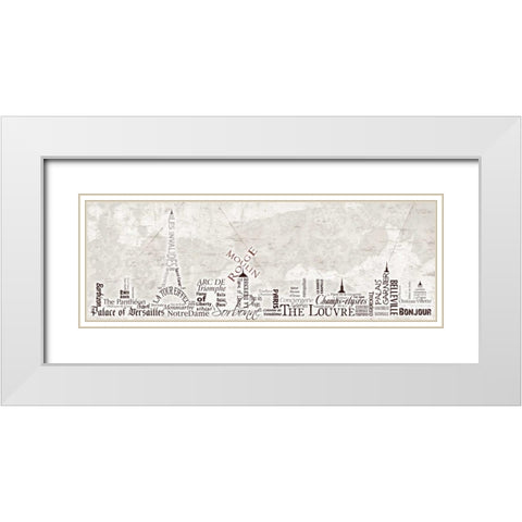 Paris Skyline White Modern Wood Framed Art Print with Double Matting by Stimson, Diane