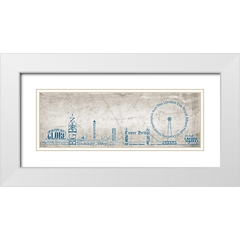 London Skyline Blue White Modern Wood Framed Art Print with Double Matting by Stimson, Diane