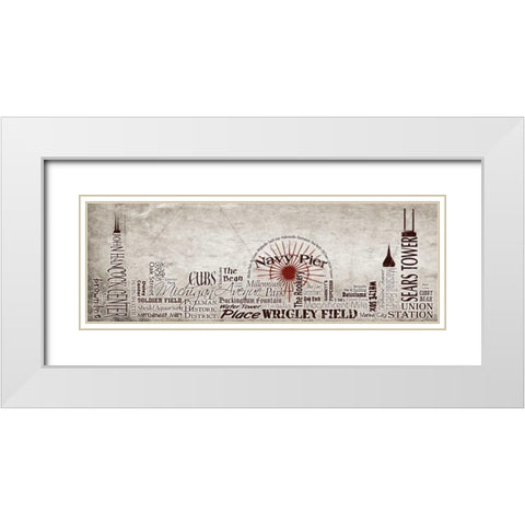 Chicago Skyline White Modern Wood Framed Art Print with Double Matting by Stimson, Diane