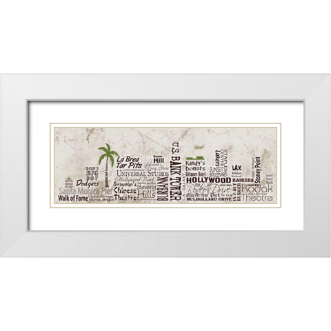 Los Angeles Skyline White Modern Wood Framed Art Print with Double Matting by Stimson, Diane