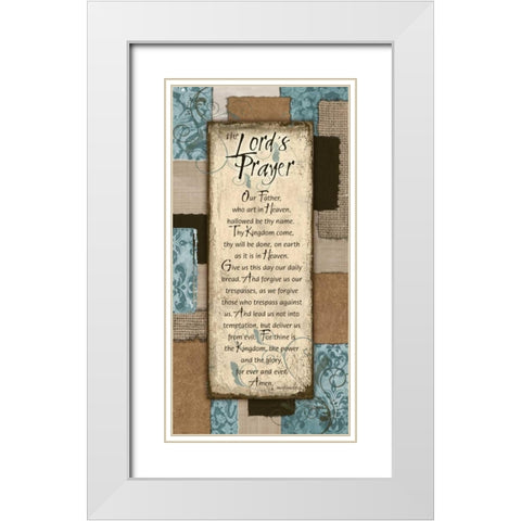 Patchwork Lords Prayer Blue White Modern Wood Framed Art Print with Double Matting by Stimson, Diane