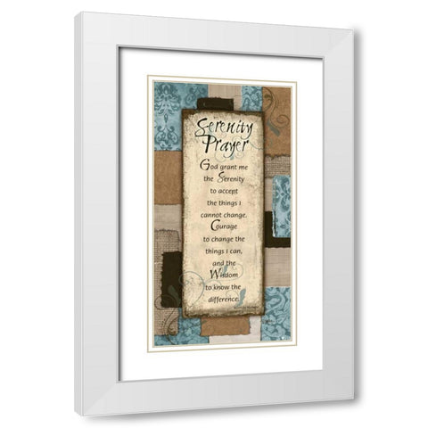 Patchwork Serenity Prayer Blue White Modern Wood Framed Art Print with Double Matting by Stimson, Diane