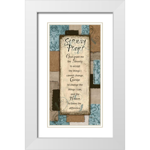 Patchwork Serenity Prayer Blue White Modern Wood Framed Art Print with Double Matting by Stimson, Diane