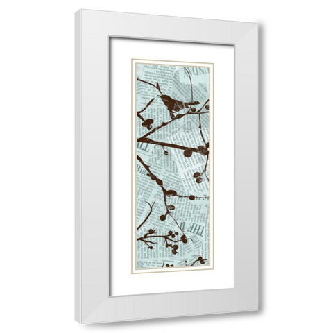 Bird Branches 2 White Modern Wood Framed Art Print with Double Matting by Stimson, Diane