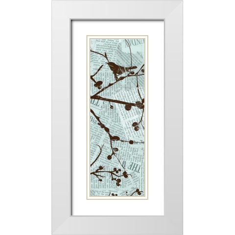 Bird Branches 2 White Modern Wood Framed Art Print with Double Matting by Stimson, Diane