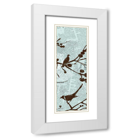 Bird Branches 3 White Modern Wood Framed Art Print with Double Matting by Stimson, Diane