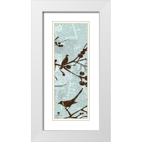 Bird Branches 3 White Modern Wood Framed Art Print with Double Matting by Stimson, Diane