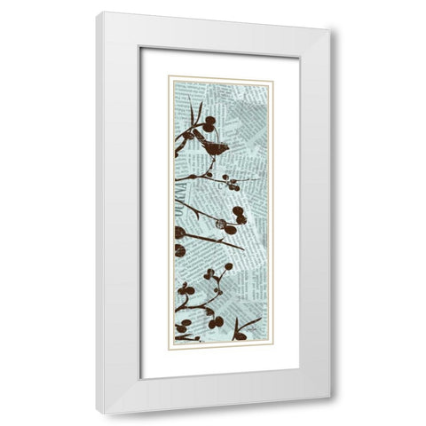 Bird Branches 4 White Modern Wood Framed Art Print with Double Matting by Stimson, Diane