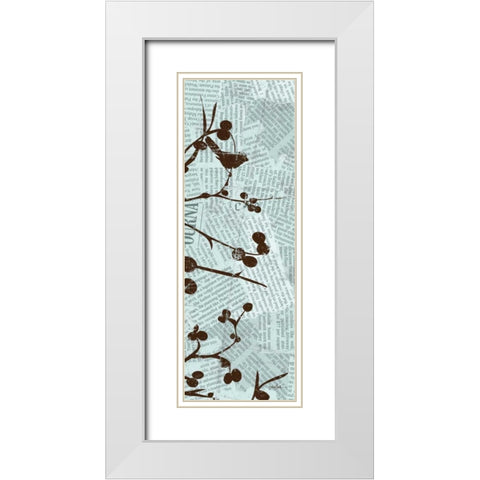 Bird Branches 4 White Modern Wood Framed Art Print with Double Matting by Stimson, Diane