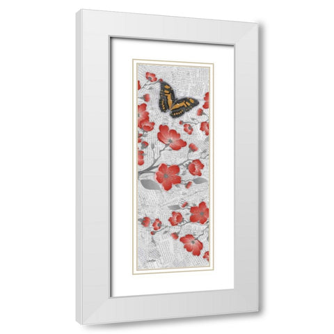 Red Cherry Blossom 3 White Modern Wood Framed Art Print with Double Matting by Stimson, Diane
