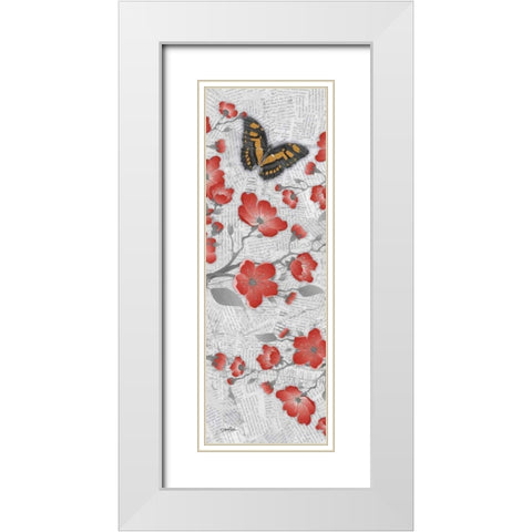 Red Cherry Blossom 3 White Modern Wood Framed Art Print with Double Matting by Stimson, Diane
