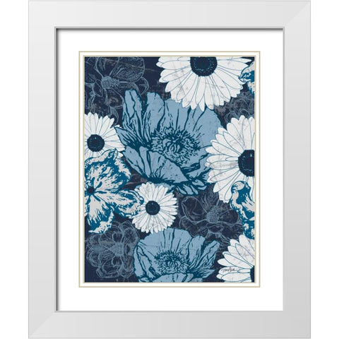 Floral Toile 3 White Modern Wood Framed Art Print with Double Matting by Stimson, Diane