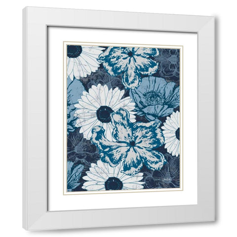 Floral Toile 4 White Modern Wood Framed Art Print with Double Matting by Stimson, Diane