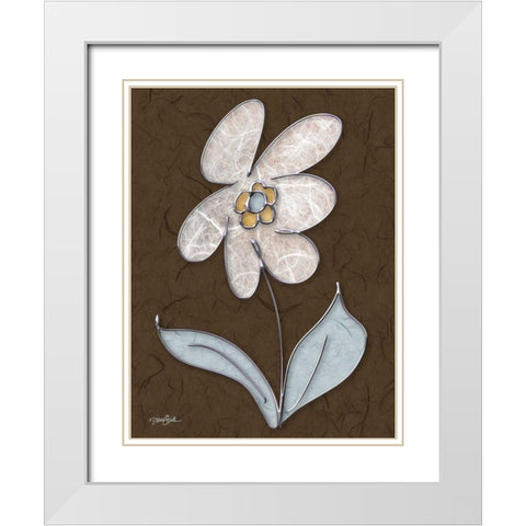 Funky Daisy 1 White Modern Wood Framed Art Print with Double Matting by Stimson, Diane