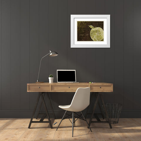 Apple Damask Horizontal White Modern Wood Framed Art Print with Double Matting by Stimson, Diane