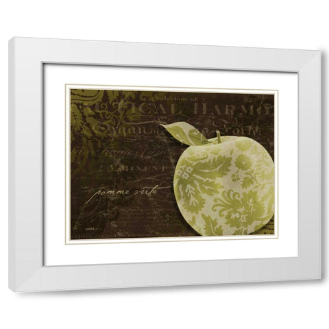 Apple Damask Horizontal White Modern Wood Framed Art Print with Double Matting by Stimson, Diane