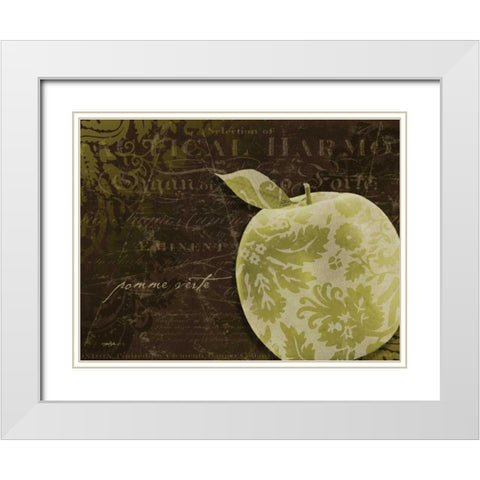 Apple Damask Horizontal White Modern Wood Framed Art Print with Double Matting by Stimson, Diane