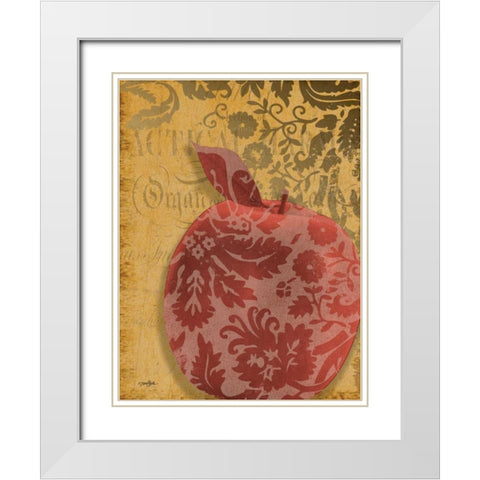 Red Apple Damask White Modern Wood Framed Art Print with Double Matting by Stimson, Diane