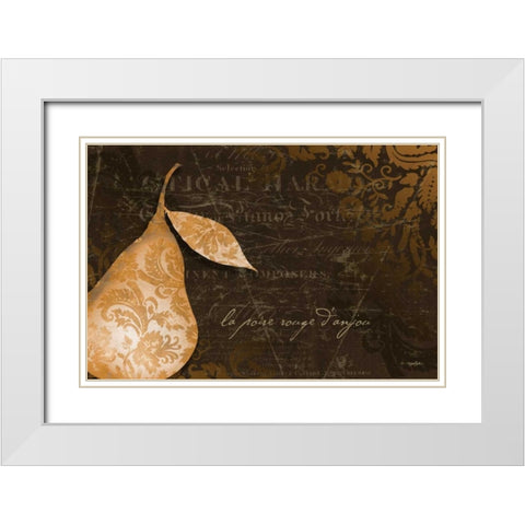 Pear Damask Horizontal White Modern Wood Framed Art Print with Double Matting by Stimson, Diane