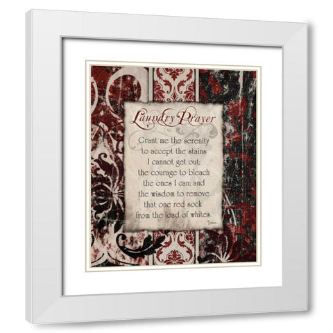 Laundry Prayer Distress White Modern Wood Framed Art Print with Double Matting by Stimson, Diane