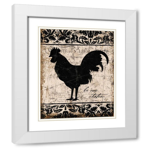 Black Rooster 2 White Modern Wood Framed Art Print with Double Matting by Stimson, Diane