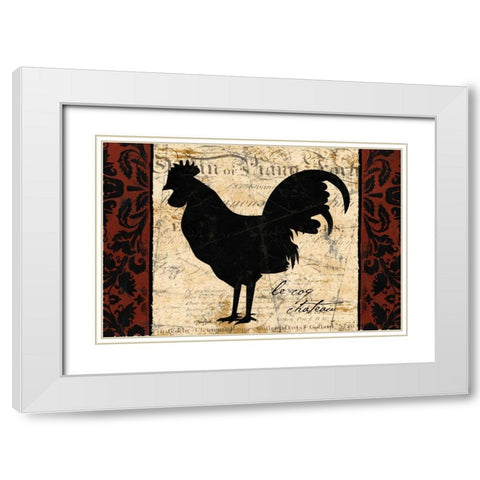 Black Rooster 2 White Modern Wood Framed Art Print with Double Matting by Stimson, Diane