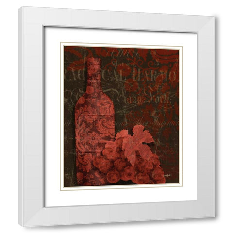 Red Wine Damask White Modern Wood Framed Art Print with Double Matting by Stimson, Diane