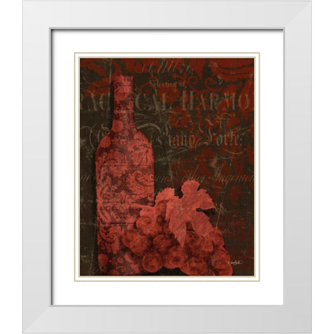 Red Wine Damask White Modern Wood Framed Art Print with Double Matting by Stimson, Diane