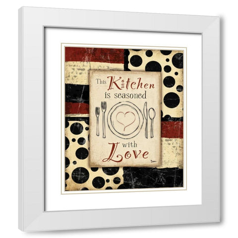 Kitchen Love Plate White Modern Wood Framed Art Print with Double Matting by Stimson, Diane