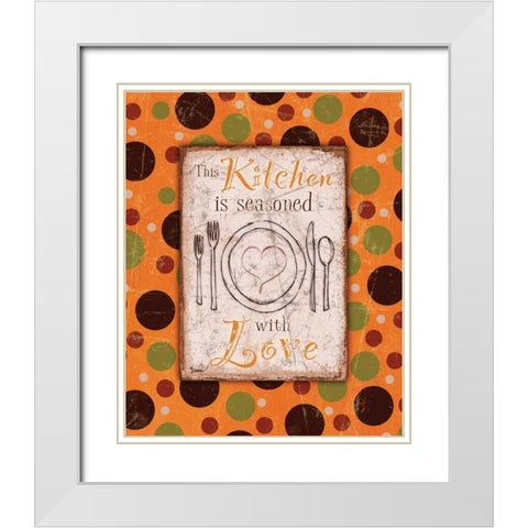 Kitchen Love Orange White Modern Wood Framed Art Print with Double Matting by Stimson, Diane