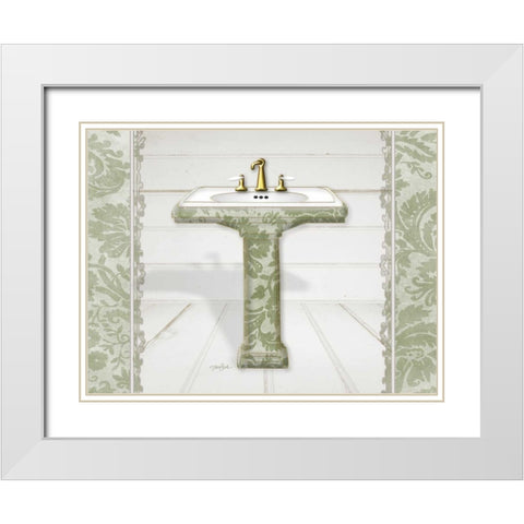 Damask Sink 1 White Modern Wood Framed Art Print with Double Matting by Stimson, Diane