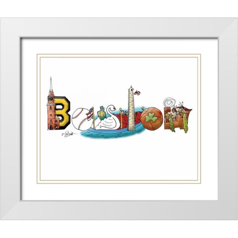 Boston White Modern Wood Framed Art Print with Double Matting by Stimson, Diane